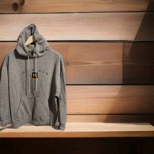 Vintage‎ 90's Embroidered Michigan Hoodie Sweatshirt Grey Jansport Size M